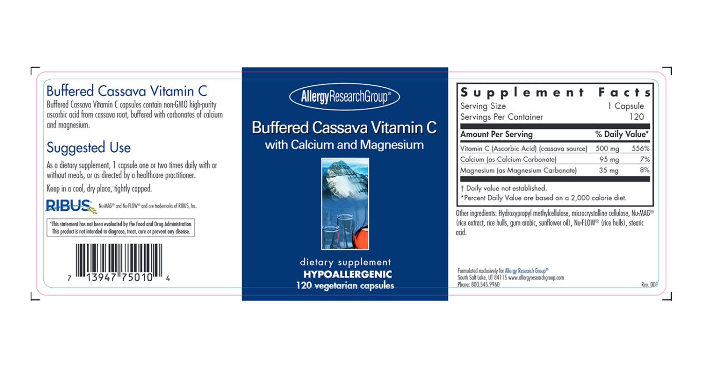 Vitamin C Buffered Cassava Vitamin C 120 Caps Biotype Nutrients